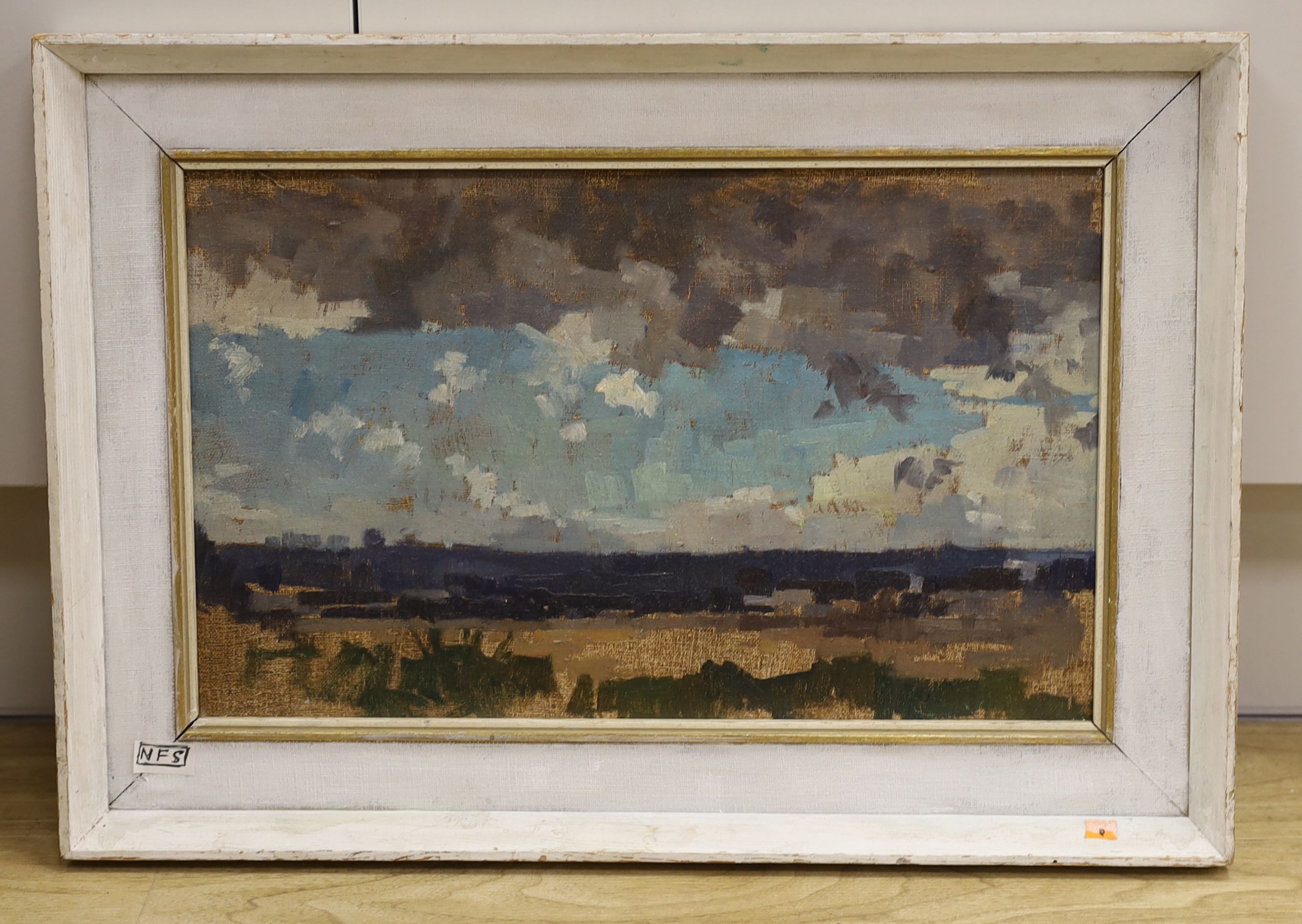 Michael Lawrence Cadman (1920-2010), oil on board, Open landscape, 34 x 39cm